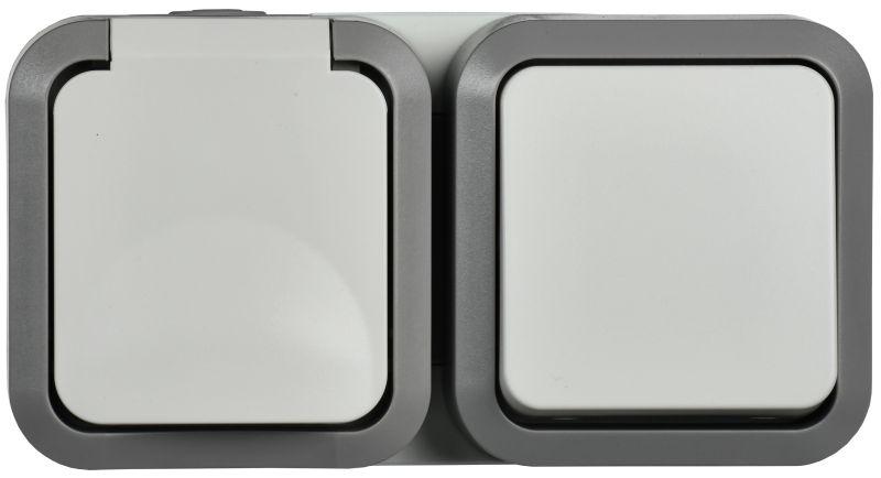 блок оп розетка + выключ. горизонт. tors 16а ip55 ts242 бел. iek ts-g10-6-55-v-k41 с доставкой по МСК, категория блок "выключатель-розетка"