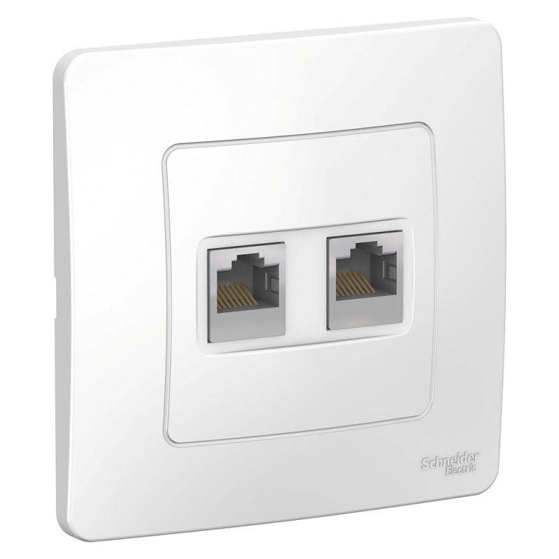 розетка компьютерная 2-м сп blanca rj45 кат.5e бел. se blnis045451 с доставкой по МСК, категория розетка медная коммуникационная (витая пара)