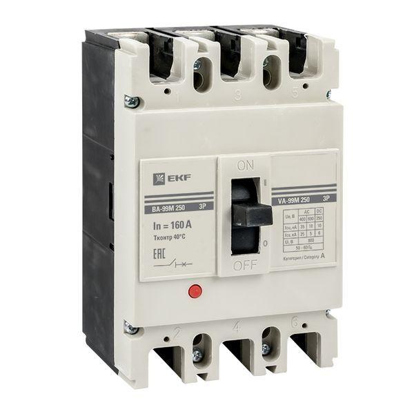 выключатель автоматический 3п 250/160а 35ка ва-99м proxima ekf mccb99-250-160m с доставкой по МСК, категория выключатель автоматический силовой