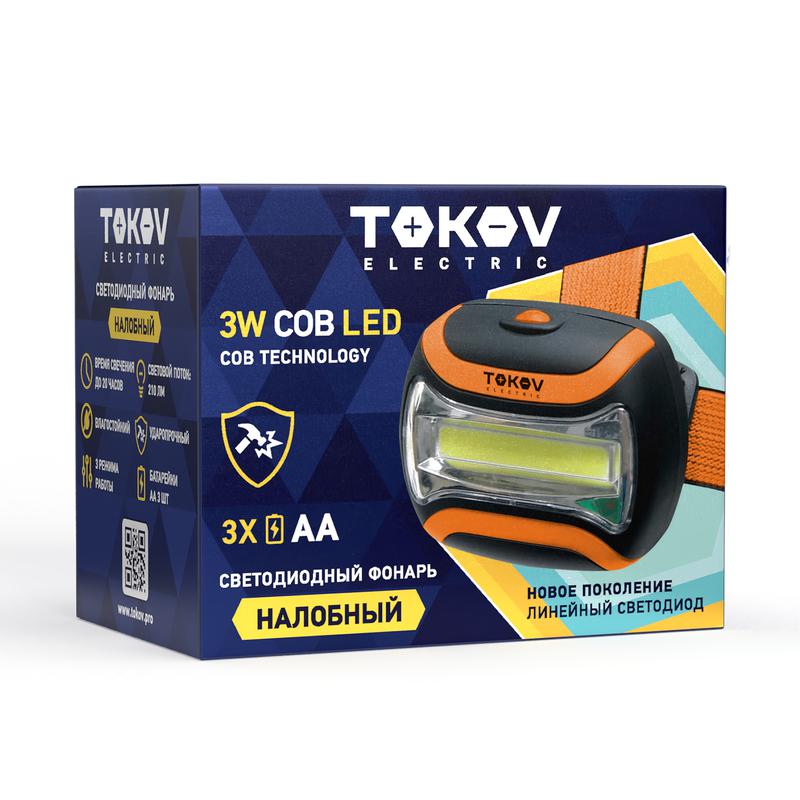 фонарь налобный на батарейках аах3 tokov electric tke-nf-b-01 с доставкой по МСК, категория фонарь карманный, ручной электрический