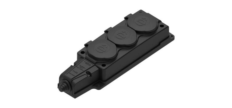 колодка удлинителя 3-м multiset 16а 250в ip44 с заземл. каучук черн. se mst4103bk с доставкой по МСК, категория блок розеток, удлинитель