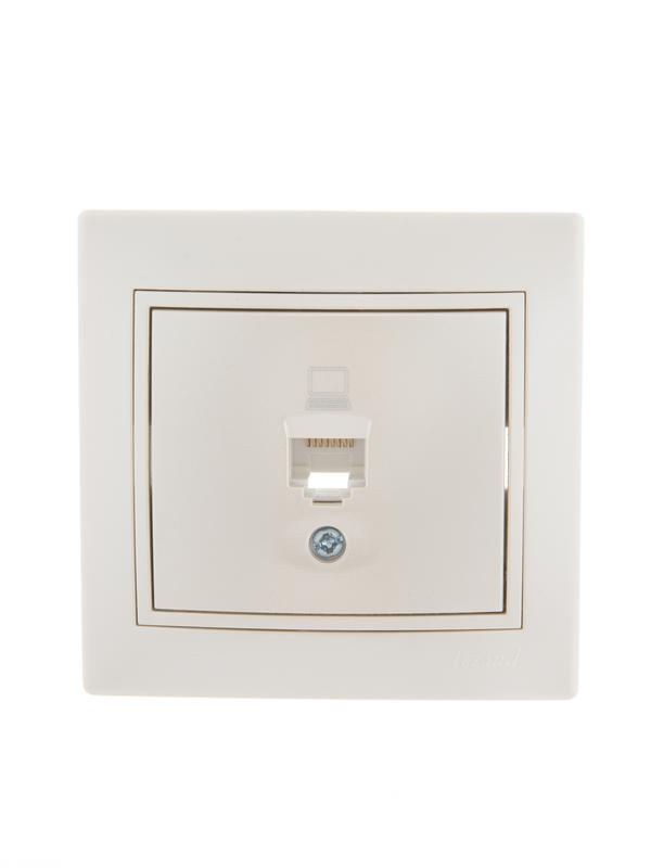 розетка компьютерная 1-м сп mira rj45 16а ip20 со вставкой жемчуж./бел. перламутр. lezard 701-3030-139 с доставкой по МСК, категория розетка штепсельная