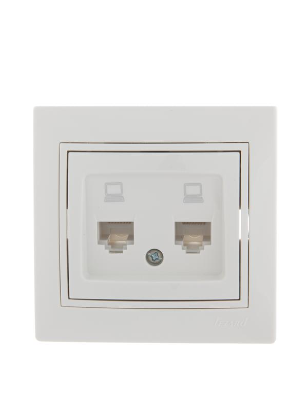 розетка компьютерная 2-м сп mira rj45 бел./бел. lezard 701-0202-141 с доставкой по МСК, категория розетка медная коммуникационная (витая пара)