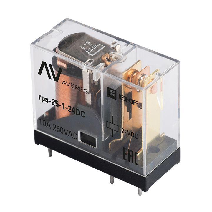 реле промежуточное рп slim 25/1 10a 24в dc averes ekf rps-25-1-24dc с доставкой по МСК, категория реле коммутационное