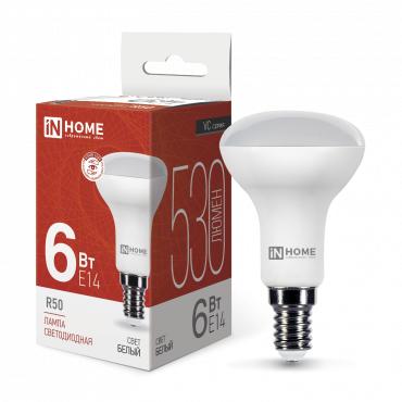 лампа светодиодная led-r50-vc 6вт рефлектор 4000к нейтр. бел. e14 530лм 170-265в in home 4690612024264 с доставкой по МСК, категория лампа светодиодная