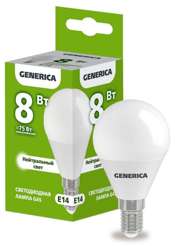 лампа светодиодная g45 8вт шар 4000к e14 230в generica ll-g45-08-230-40-e14-g с доставкой по МСК, категория лампа светодиодная