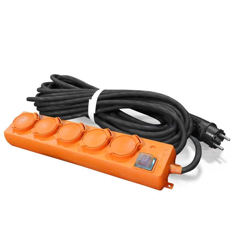 удлинитель-шнур 5х20м с заземл. 16а ip44 у10-026 кг 3х1.5 с выкл. с индикатором сети с защ. крышкой universal 9634139 с доставкой по МСК, категория блок розеток, удлинитель