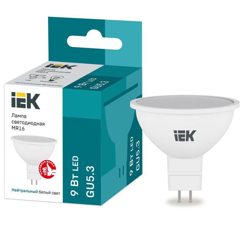 лампа светодиодная 9вт mr16 софит 4000к нейтр. бел. gu5.3 230в iek lle-mr16-9-230-40-gu5 с доставкой по МСК, категория лампа светодиодная