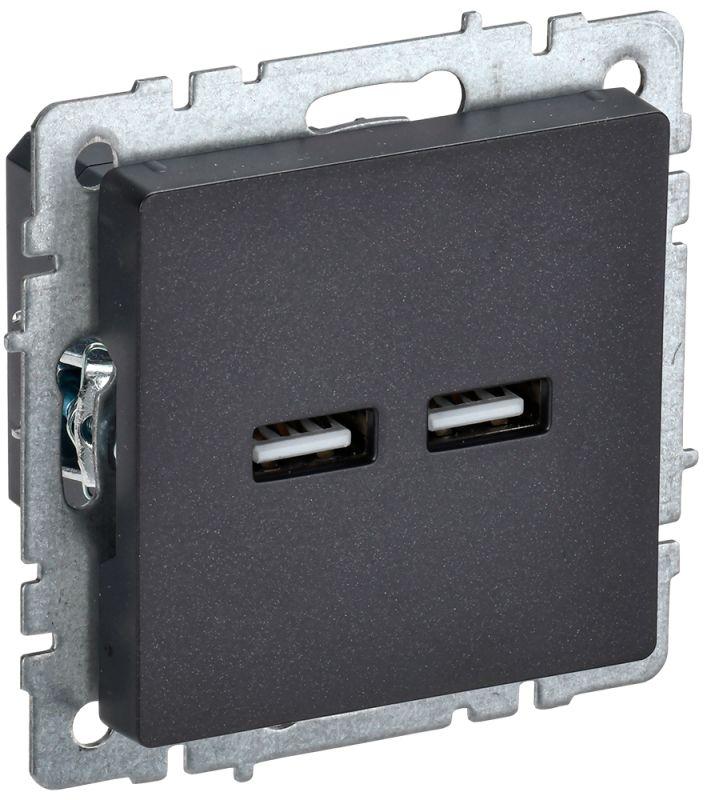розетка brite usb a+a 3.1а рю10-1-брч черн. iek br-u21-d31-k02 с доставкой по МСК, категория электропитание usb