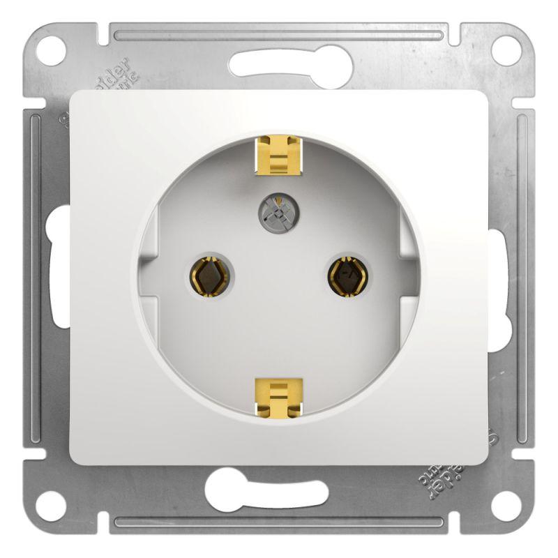 розетка 1-м сп glossa 16а ip20 с заземл. механизм бел. se gsl000143 с доставкой по МСК, категория розетка штепсельная