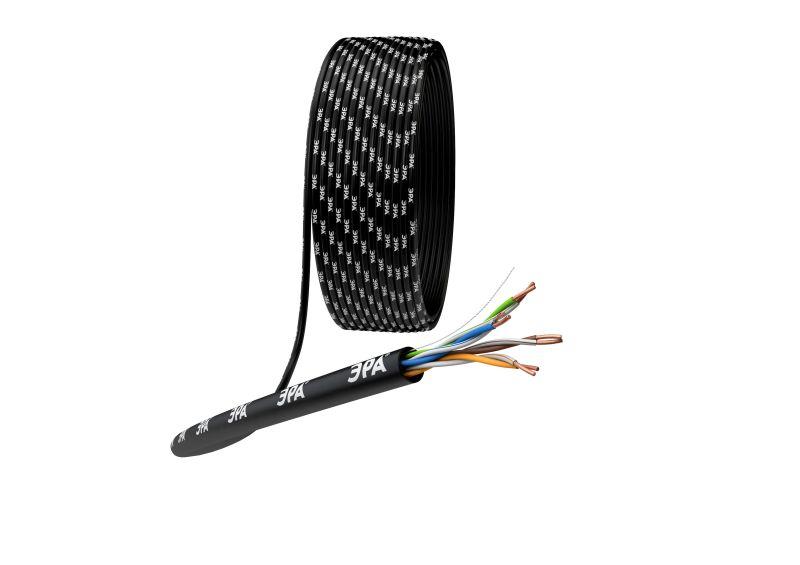 кабель витая пара u/utp кат.5e 4х2х24awg solid cu pe outdoor черн. (м) эра б0044431 с доставкой по МСК, категория кабель для связи и передачи данных