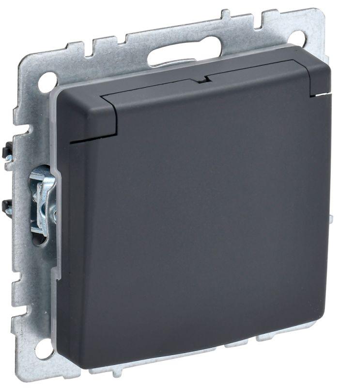 розетка brite рсбш10-3-брг 16а ip20 с заземл. защ. шторки с крышкой графит iek br-r16-16-k53 с доставкой по МСК, категория розетка штепсельная