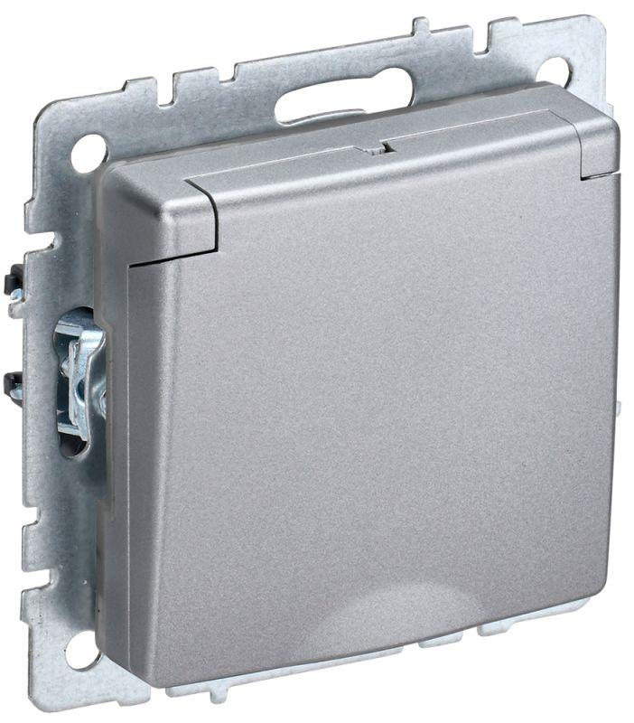розетка brite рсбш10-3-бра 16а ip20 с заземл. защ. шторки с крышкой алюм. iek br-r16-16-k47 с доставкой по МСК, категория розетка штепсельная