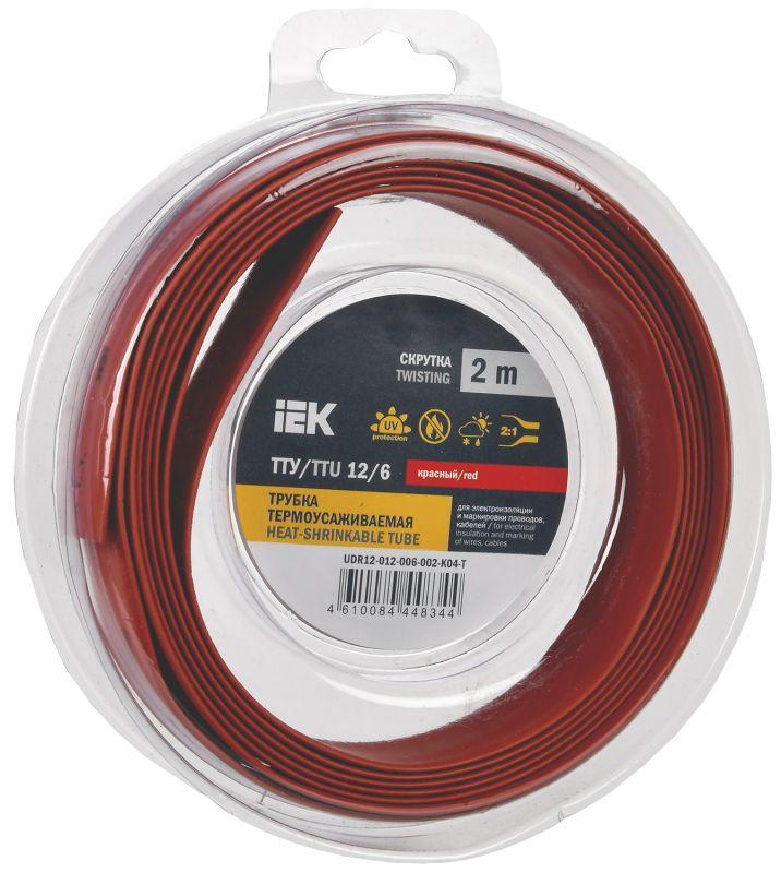 трубка термоусадочная тту нг-ls 12/6 красн. (уп.2м) iek udr12-012-006-002-k04-t с доставкой по МСК, категория трубка термоусадочная