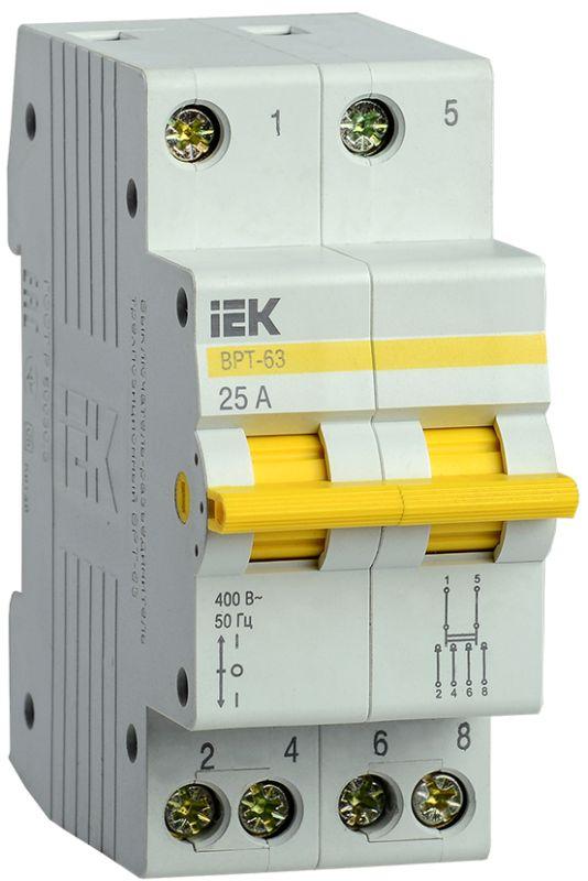 выключатель-разъединитель трехпозиционный 2п врт-63 25а iek mpr10-2-025 с доставкой по МСК, категория выключатель/переключатель модульный для распределительного щита