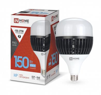 лампа светодиодная led-hp-pro 150вт грушевидная 6500к холод. бел. e27 14250лм 150-275в с адаптером e40 бел. in home 4690612035703 с доставкой по МСК, категория лампа светодиодная