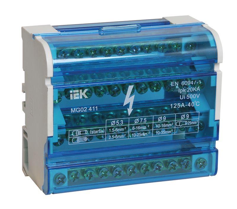 шина на din-рейку в корпусе (кросс-модуль) шнк 4х11 3l+pen iek ynd10-4-11-125 с доставкой по МСК, категория блок клеммной колодки распределительный