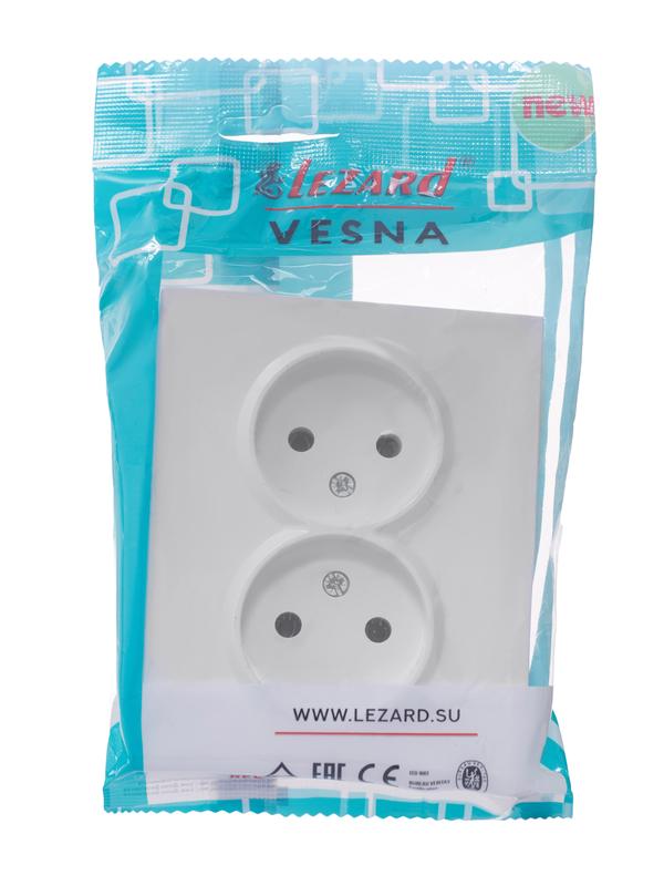 розетка 2-м сп vesna без заземл. пбт бел. lezard 742-0200-128b с доставкой по МСК, категория розетка штепсельная
