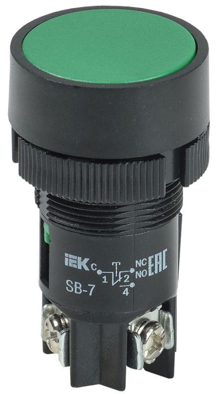кнопка sb-7 "пуск" d22мм 1з+1р 240в зел. iek bbt40-sb7-k06 с доставкой по МСК, категория кнопка нажимная в сборе