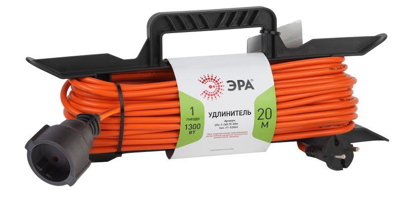 удлинитель-шнур на рамке 1х20м без заземл. 6а ip20 ufx-1-2х0.75-20m пвс 2х0.75 эра б0046821 с доставкой по МСК, категория блок розеток, удлинитель