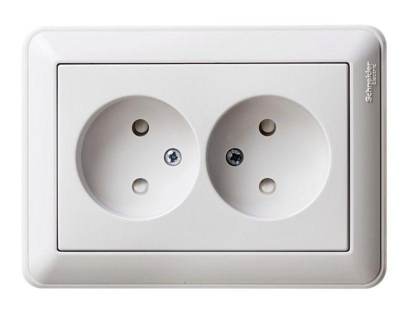 розетка 2-м сп w59 16а ip20 без заземл. защ. шторки бел. se rs16-254-18 с доставкой по МСК, категория розетка штепсельная