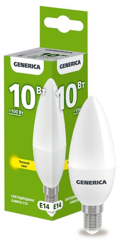 лампа светодиодная c35 10вт свеча 3000к e14 230в generica ll-c35-10-230-30-e14-g с доставкой по МСК, категория лампа светодиодная