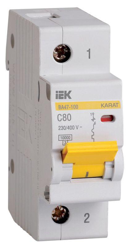 выключатель автоматический модульный 1п c 80а 10ка ва47-100 karat iek mva40-1-080-c с доставкой по МСК, категория выключатель автоматический модульный