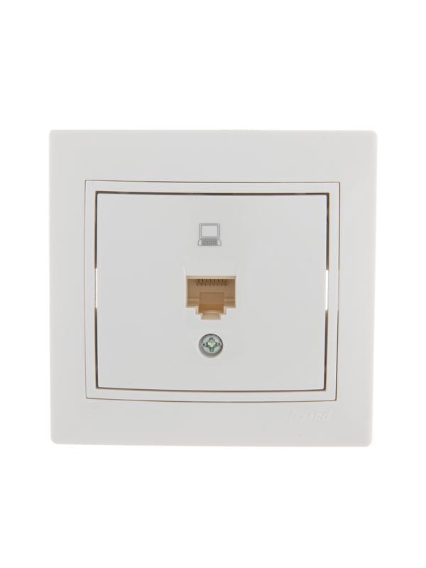 розетка компьютерная 1-м сп mira rj45 бел./бел. lezard 701-0202-139 с доставкой по МСК, категория розетка медная коммуникационная (витая пара)