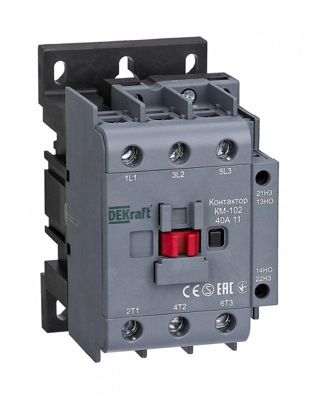 контактор км-102 3п 40а кат. 230в ac 1но+1нз ac-3 ac-4 dekraft 22006dek с доставкой по МСК, категория контактор