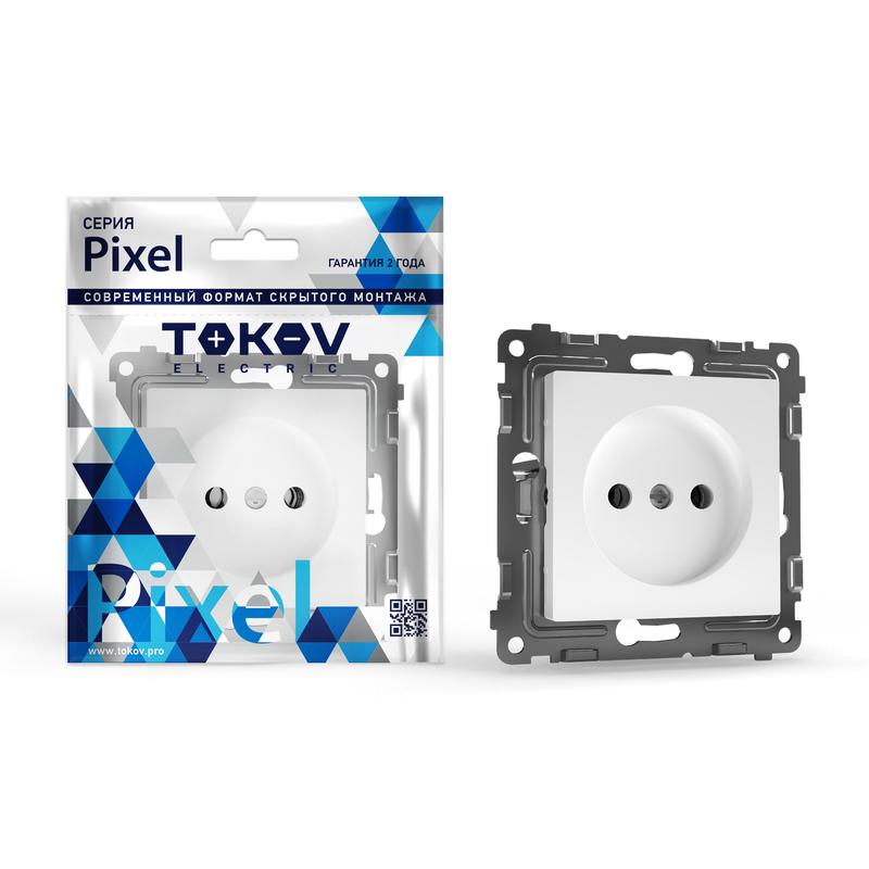розетка 1-м сп pixel 16а ip20 без заземл. механизм бел. tokov electric tke-px-r1-c01 с доставкой по МСК, категория розетка штепсельная