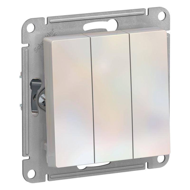 выключатель 3-кл. сп atlasdesign 10а ip20 (сх. 1+1+1) 10ax механизм жемчуж. se atn000431 с доставкой по МСК, категория выключатели, переключатели