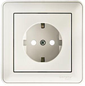 розетка 1-м сп w59 16а ip20 с заземл. защ. шторки в сборе бел. se rs16-152-18 с доставкой по МСК, категория розетка штепсельная