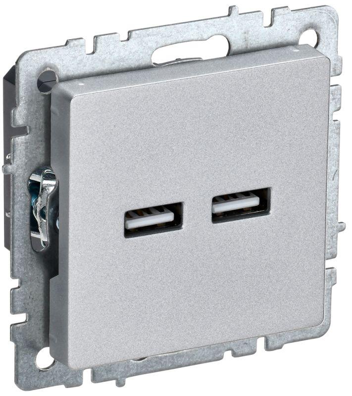 розетка brite usb a+a 3.1а рю10-1-бра алюм. iek br-u21-d31-k47 с доставкой по МСК, категория электропитание usb