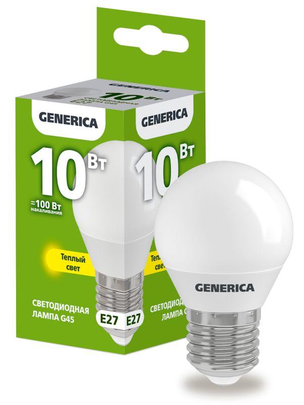 лампа светодиодная g45 10вт шар 3000к e27 230в generica ll-g45-10-230-30-e27-g с доставкой по МСК, категория лампа светодиодная