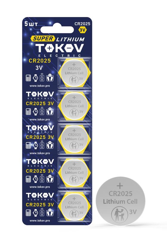 элемент питания литиевый cr2025 таблетка (блистер 5шт) tokov electric tke-li-cr2025/b5 с доставкой по МСК, категория гальванический элемент