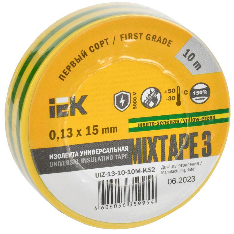 изолента пвх 0.13х15мм (рул.10м) желт./зел. iek uiz-13-10-10m-k52 с доставкой по МСК, категория скотч и изоляционная лента