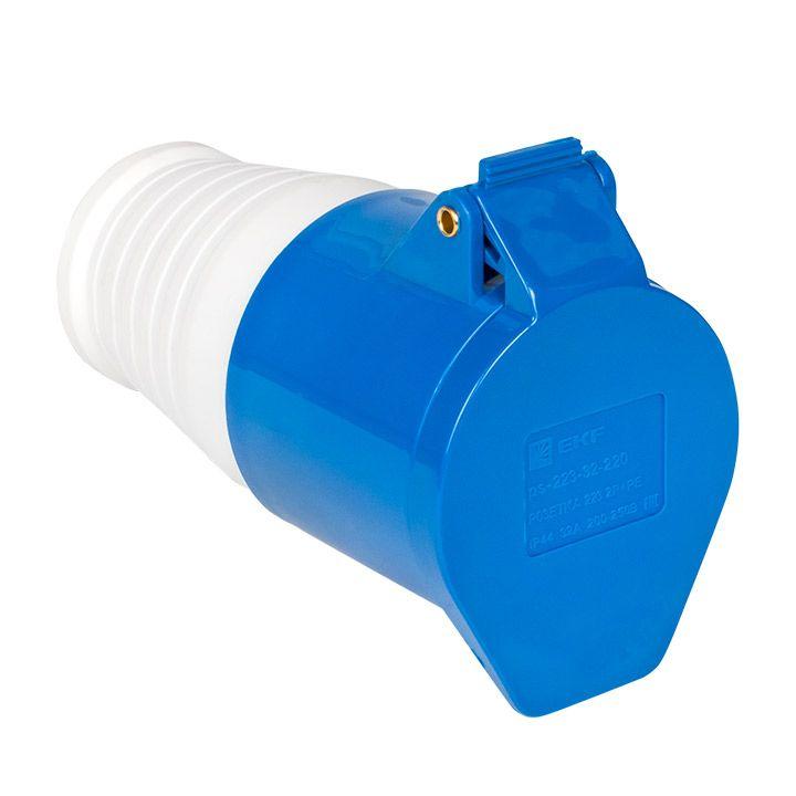 розетка кабельная 32а 220в 2p+e ip44 (223) ekf ps-223-32-220 с доставкой по МСК, категория розетка стандарта сее кабельная