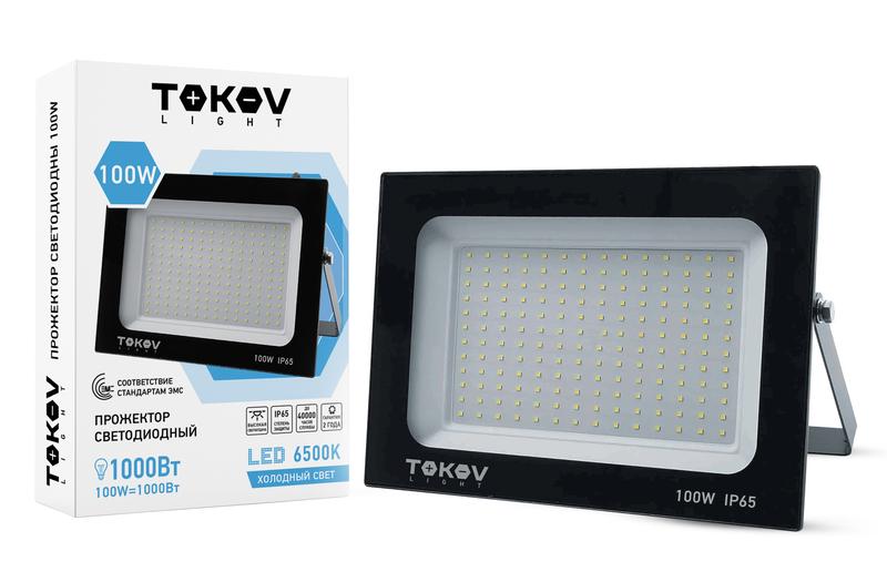 прожектор светодиодный 100вт 6700лм 6500к ip65 черн. (tkl) tokov electric tkl-fl/led-100-6.5k-ip65 с доставкой по МСК, категория светильник направленного света/ прожектор/ даунлайт