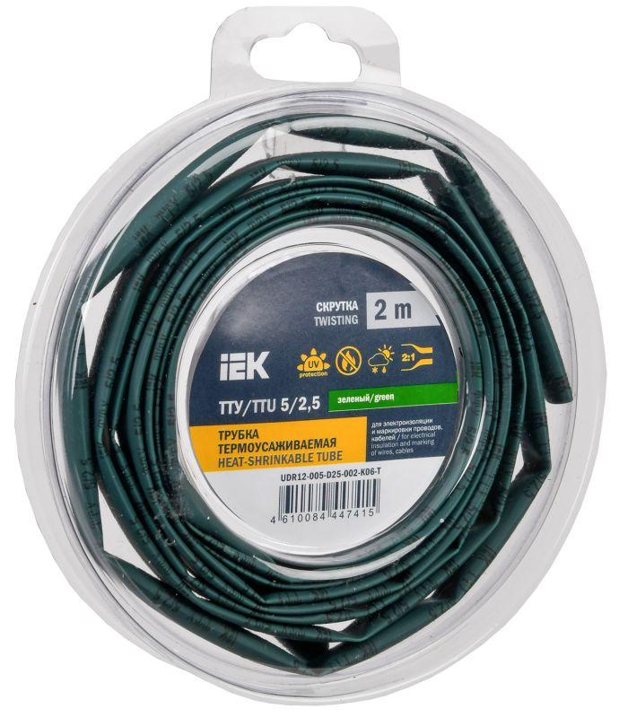 трубка термоусадочная тту нг-ls 5/2.5 зел. (уп.2м) iek udr12-005-d25-002-k06-t с доставкой по МСК, категория трубка термоусадочная