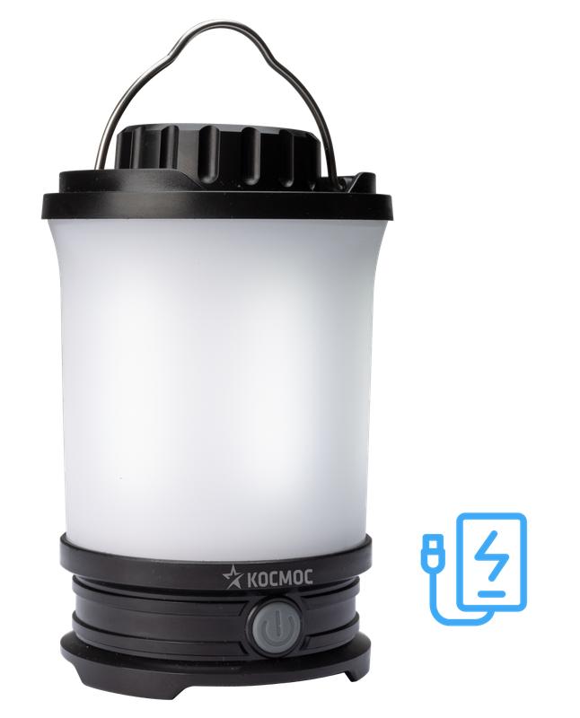 фонарь аккумуляторный кемпинговый led 10вт съемн. аккум. li-ion18650 2х2.2а.ч power-bank usb-шнур космос kos604lit с доставкой по МСК, категория фонарь карманный, ручной электрический