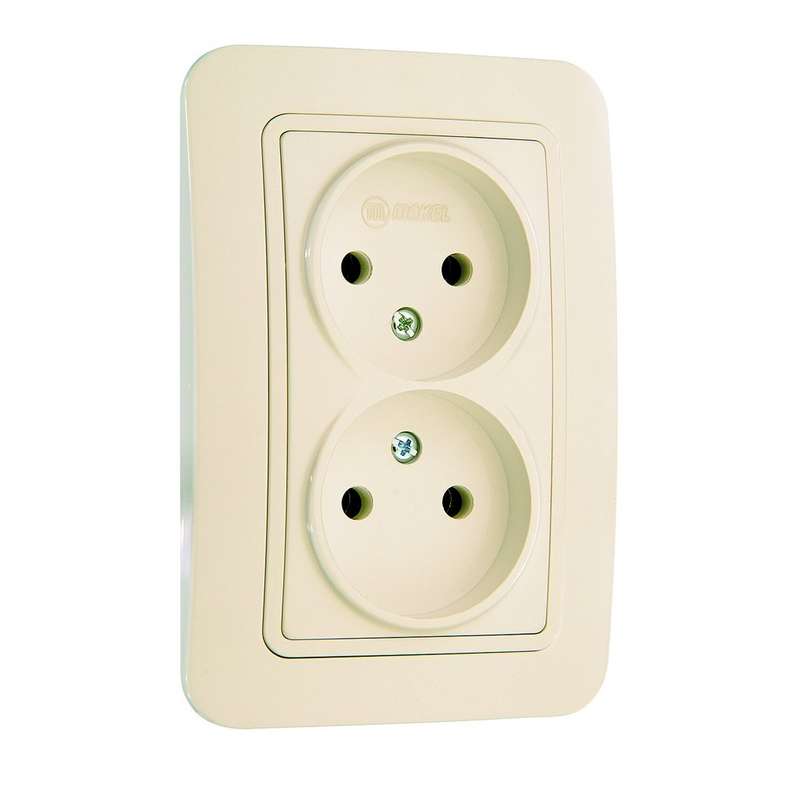 розетка 2-м сп lillium 16а ip20 без заземл. крем./крем. makel 70217 с доставкой по МСК, категория розетка штепсельная
