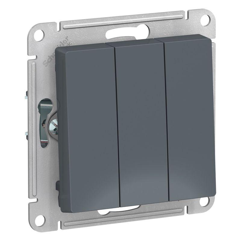 выключатель 3-кл. сп atlasdesign 10а ip20 (сх. 1+1+1) 10ax механизм грифель se atn000731 с доставкой по МСК, категория выключатели, переключатели