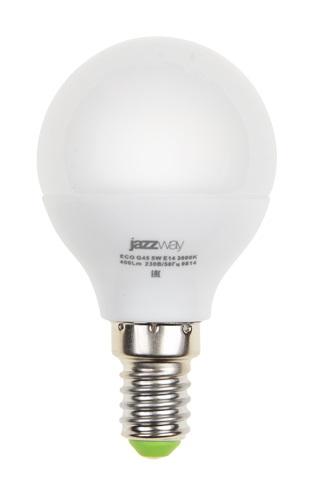 лампа светодиодная pled-eco 5вт g45 шар матовая 3000к тепл. бел. e14 400лм 230в 50гц jazzway 1036896a с доставкой по МСК, категория лампа светодиодная