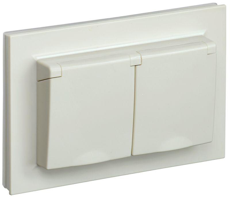 розетка 2-м сп brite рсбш12-3-44-бркр 16а в сборе ip44 с крышкой беж. iek br-r26-16-44-k10-f с доставкой по МСК, категория розетка штепсельная
