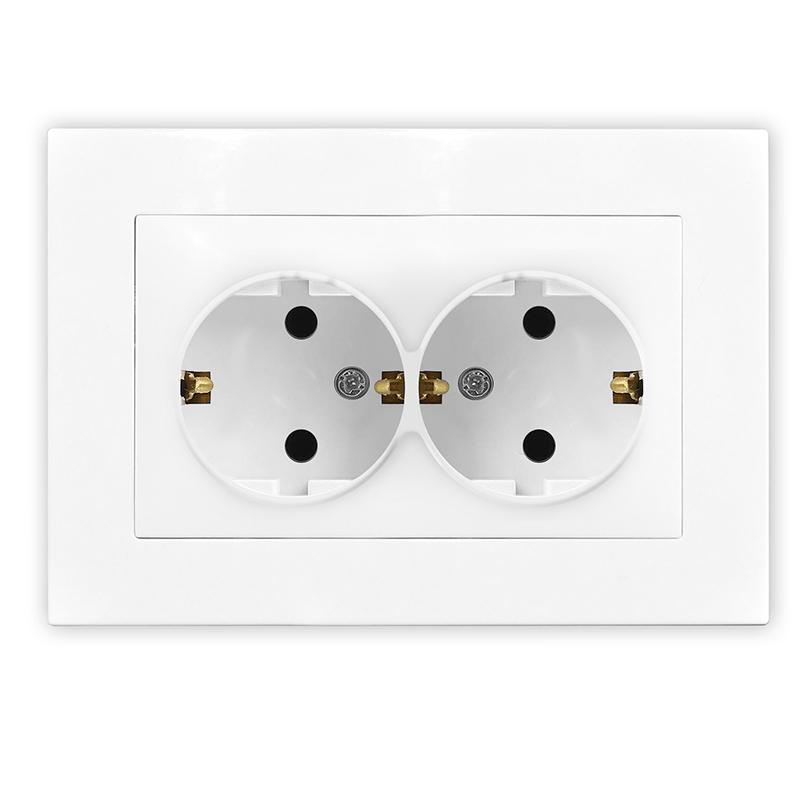 розетка 2-м сп афина 16а ip20 с заземл. в сборе бел. universal a0128 с доставкой по МСК, категория розетка штепсельная