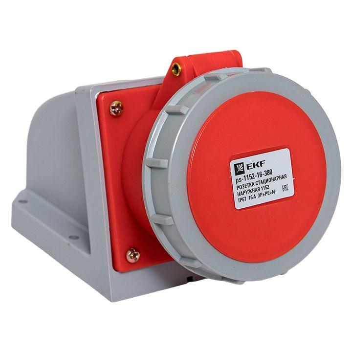 розетка стационарная наружная 1152 3р+ре+n 16а 380в ip67 proxima ekf ps-1152-16-380 с доставкой по МСК, категория розетка стандарта сее накладного монтажа