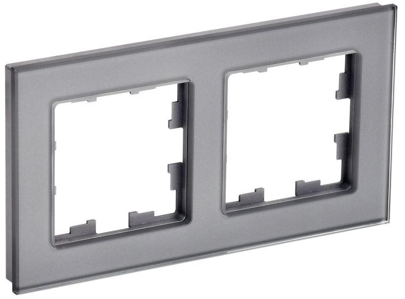 рамка 2-м brite ру-2-2-брсе стекло сер. iek br-m22-g-k03 с доставкой по МСК, категория рамка декоративная для электроустановочных устройств