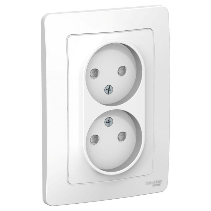 розетка 2-м сп blanca 16а ip20 250в без заземл. защ. шторки бел. se blnrs000121 с доставкой по МСК, категория розетка штепсельная