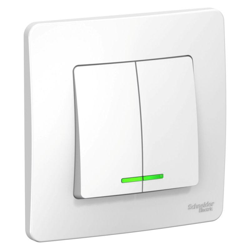 выключатель 2-кл. сп blanca 10а ip20 (сх. 5) 250в с подсветкой бел. se blnvs010511 с доставкой по МСК, категория выключатели, переключатели