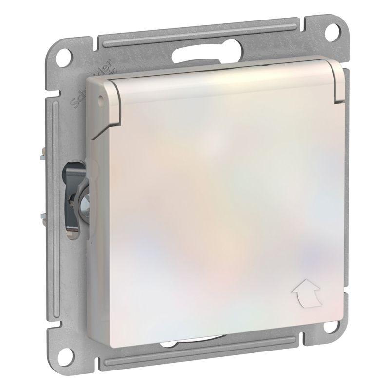 розетка 1-м сп atlasdesign 16а ip20 с заземл. защ. шторки с крышкой механизм жемчуж. se atn000446 с доставкой по МСК, категория розетка штепсельная